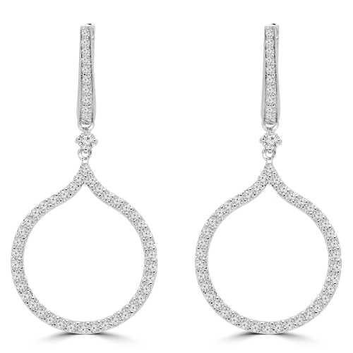 Boucles D'Oreilles en avec 1.1 CTW Diamant Blanc