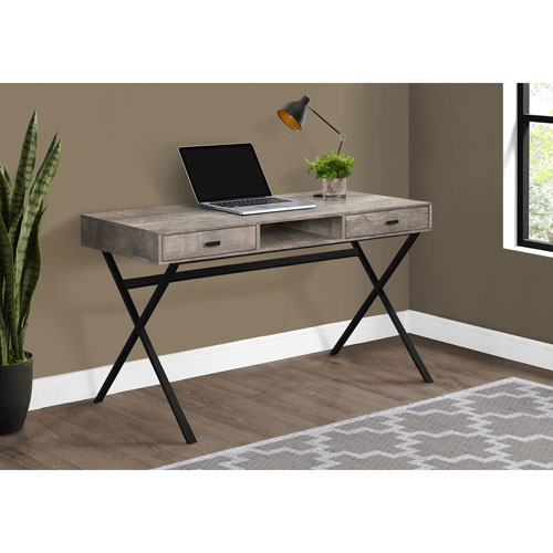 Monarch Computer Desk With Storage Taupe Best Buy Canada