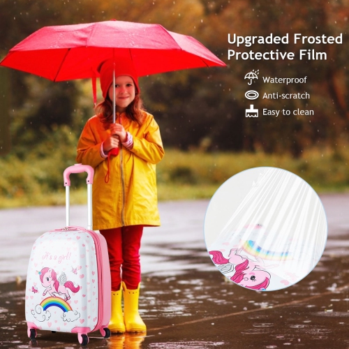 Gymax 2PC Kids Luggage Set 12'' Backpack & 16'' Rolling Suitcase for School Travel ABS