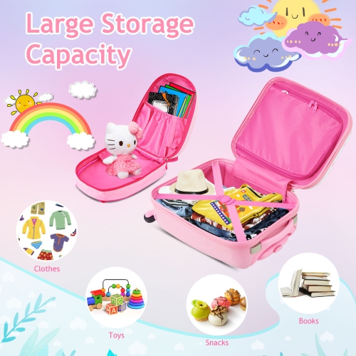 Gymax 2PC Kids Luggage Set 12'' Backpack & 16'' Rolling Suitcase for School Travel ABS