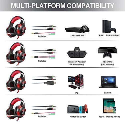 VersionTECH G2000 Gaming Headset - Black/Red