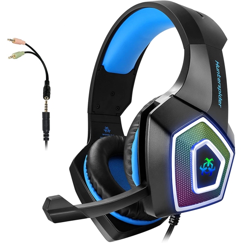 RGB Light Gaming Headset Stereo Surround Sound for PS4 PC,Lightweight Games Headphones with Noise Canceling Mic for Laptop XboxOne Computer S/X Red 