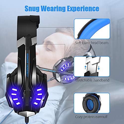 BENGOO G9000 Gaming Headset Over Ear Headphone with Mic and LED Light for PC, PS4, Xbox One, Switch, Tablet