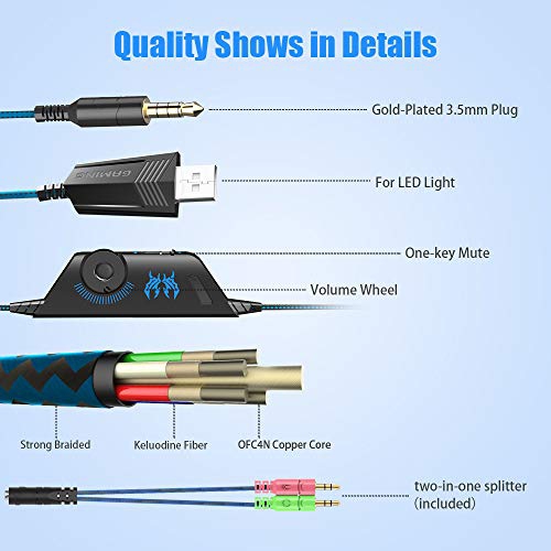 BENGOO G9000 Gaming Headset Over Ear Headphone with Mic and LED Light for PC, PS4, Xbox One, Switch, Tablet