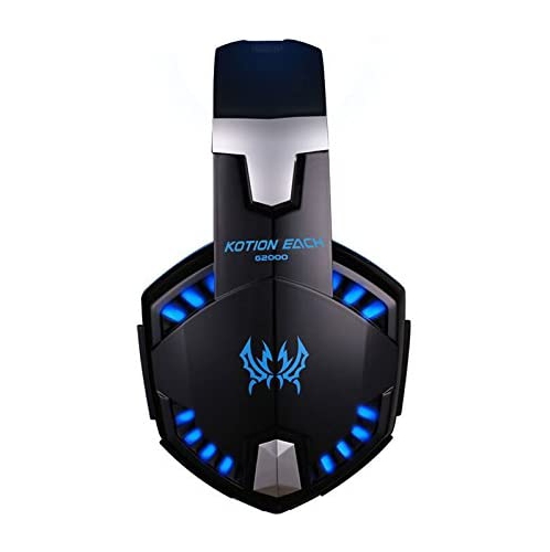 Mengshen Gaming Headset - with Mic, Volume Control and Cool LED Lights - Compatible with PC, Laptop, Smartphone, PS4 and Xbox One Controller, G2000