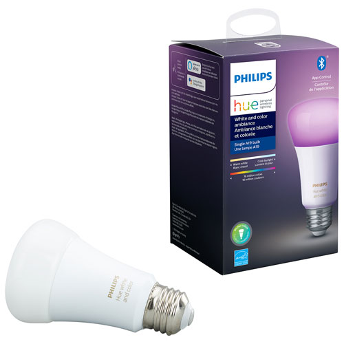 Ampoule DEL intelligente Bluetooth Hue A19 de Philips - Ambiance blanche et couleur