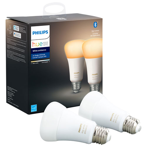 Philips Hue A19 Smart Bluetooth LED Light Bulb - 2 Pack - White Ambiance