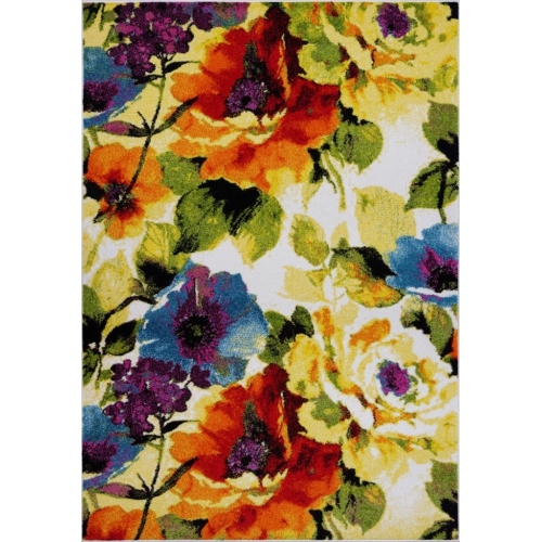LA DOLE RUGS  Ladole Rugs Contemporary Painting Flowers Area Rug In Multicolor 8X11