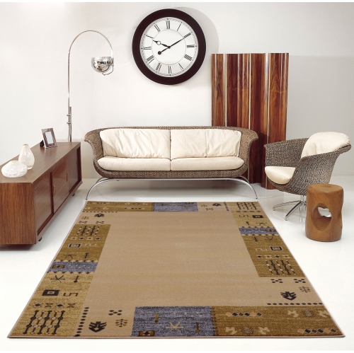 Ladole Rugs Guinea Boarder Pattern European Area Rug in Cream, 4x6