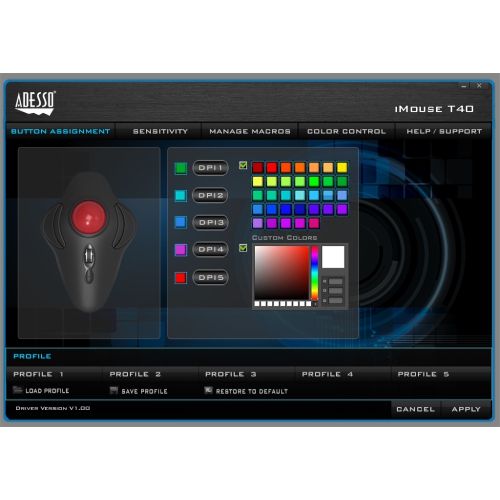 Adesso iMouse T40 4800 DPI Wireless Optical Mouse - Black -