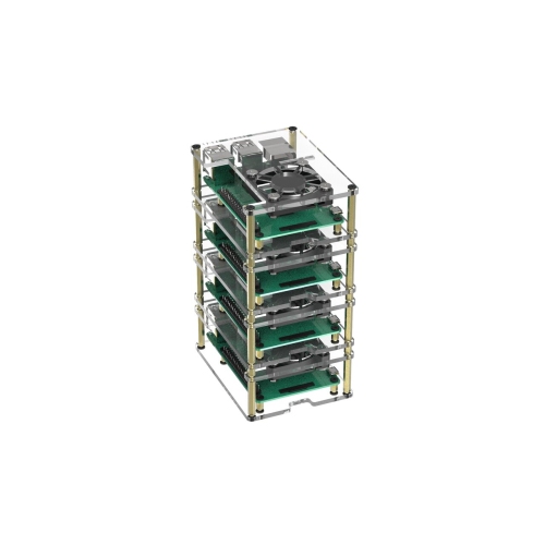 Micro Connectors 4 Layer Stackable Acrylic Raspberry Pi 3 Case for Model B B+ Enclosure with Fan and Heatsinks