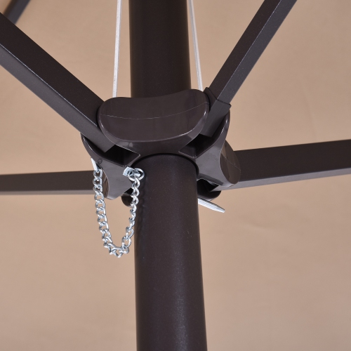 Outsunny 15ft Double-sided Patio Umbrella with Twin Canopy, Extra Large Outdoor Parasol with Crank for Pool, Deck, Market, Tan