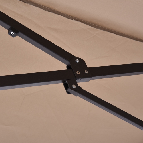 Outsunny 15ft Double-sided Patio Umbrella with Twin Canopy, Extra Large Outdoor Parasol with Crank for Pool, Deck, Market, Tan