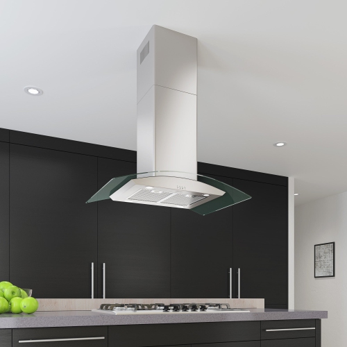Ancona 36" Island Glass Range Hood in Stainless Steel