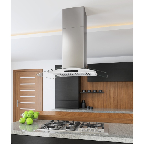 Ancona IGCB636 36" Island Glass Range Hood in Stainless Steel