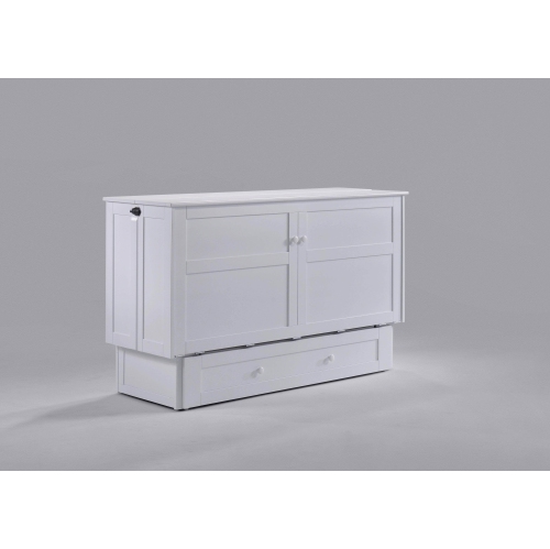 Armoire de grand lit escamotable contemporaine avec matelas en mousse à mémoire en gel True Clover, blanc