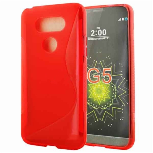 Étui Coque de protection arrière ultra fin et souple en silicone TPU Jelly pour LG G5, rouge
