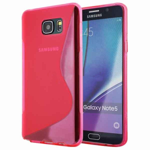 Étui Coque de protection arrière ultra fin et souple en silicone TPU Jelly pour Samsung Note 5, rose vif