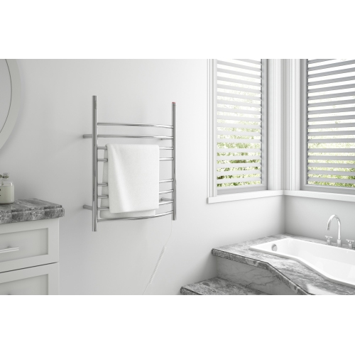 Ancona Imperia OBT 3 in 1, 8-Bar Towel Warmer with Integrated On-Board Timer in Polished Stainless Steel