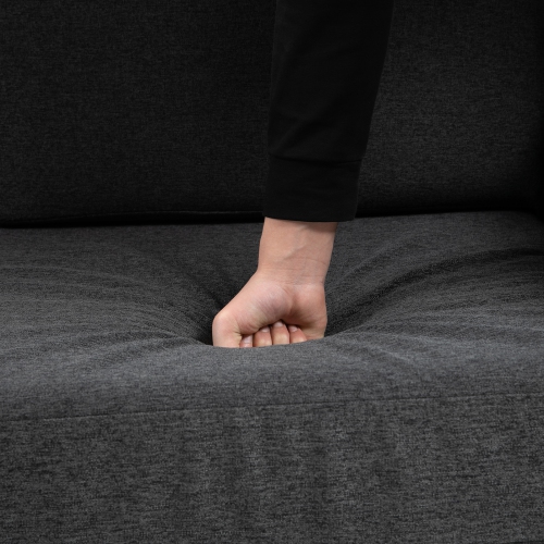 HOMCOM 55" Loveseat Sofa Upholstered Sofa Couch with Armrest, Sturdy Construction with Rubber Wood Legs Living Room Furniture