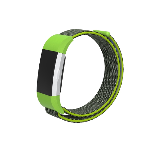StrapsCo Woven Nylon Watch Band Strap for Fitbit Charge 2 - Neon Green & Grey