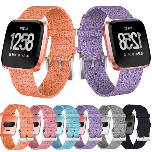 StrapsCo Canvas Watch Band Strap for Fitbit Versa - Purple