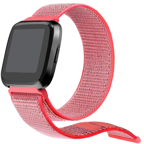 StrapsCo Woven Nylon Watch Band Strap for Fitbit Versa - Neon Pink
