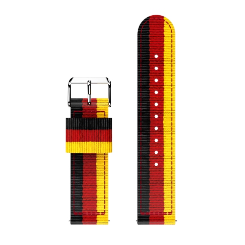 StrapsCo Multicolor Striped Nylon Watch Band Strap for Fitbit Versa - Black/Red/Yellow