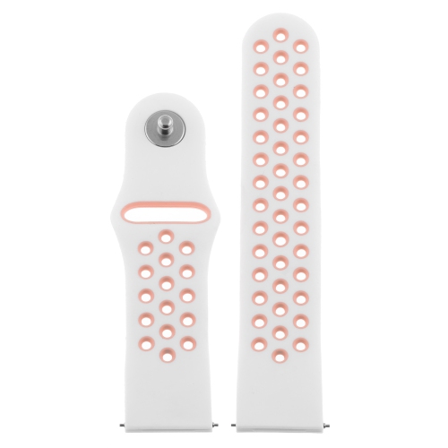 StrapsCo Perforated Silicone Rubber Watch Band - Quick Release Strap for Fitbit Versa - Medium-Long - White & Pink