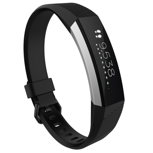 StrapsCo Silicone Rubber Watch Band Strap for Fitbit Alta & Alta HR - Short-Medium - Black