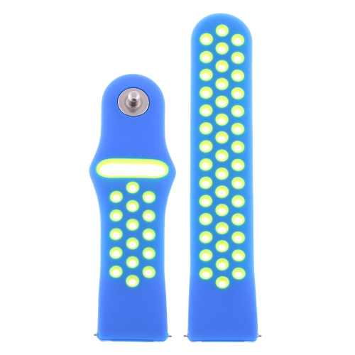 StrapsCo Perforated Silicone Rubber Watch Band - Quick Release Strap for Fitbit Versa - Medium-Long - Blue & Green