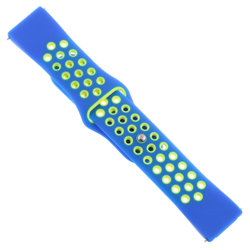 StrapsCo Perforated Silicone Rubber Watch Band - Quick Release Strap for Fitbit Versa - Medium-Long - Blue & Green