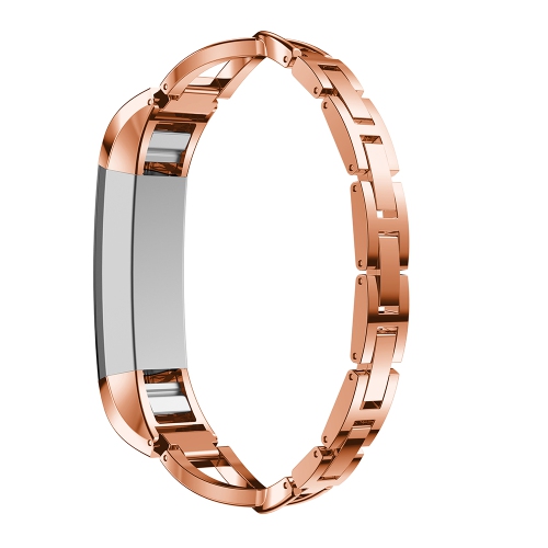 StrapsCo Alloy Watch Bracelet Band Strap with Rhinestones for Fitbit Alta & Alta HR - Rose Gold