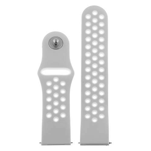 StrapsCo Perforated Silicone Rubber Watch Band - Quick Release Strap for Fitbit Versa - Short-Medium - Grey & White