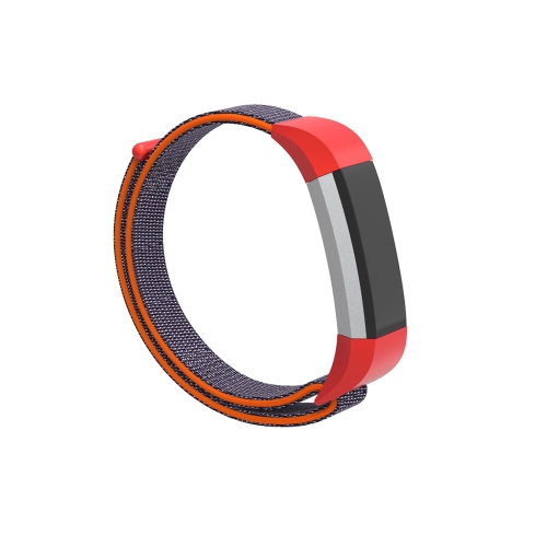 StrapsCo Woven Nylon Watch Band Strap for Fitbit Alta & Alta HR - Red & Grey