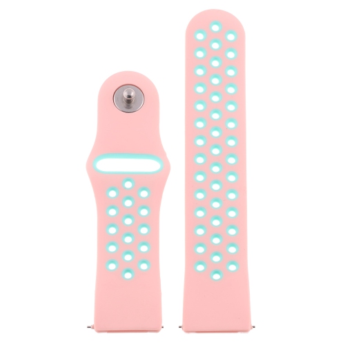 StrapsCo Perforated Silicone Rubber Watch Band - Quick Release Strap for Fitbit Versa - Short-Medium - Pink & Green