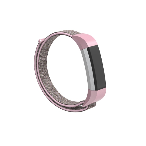 StrapsCo Woven Nylon Watch Band Strap for Fitbit Alta & Alta HR - Pink & Grey