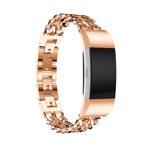 StrapsCo Alloy Chain Link Watch Bracelet Band Strap for Fitbit Charge 2 - Rose Gold