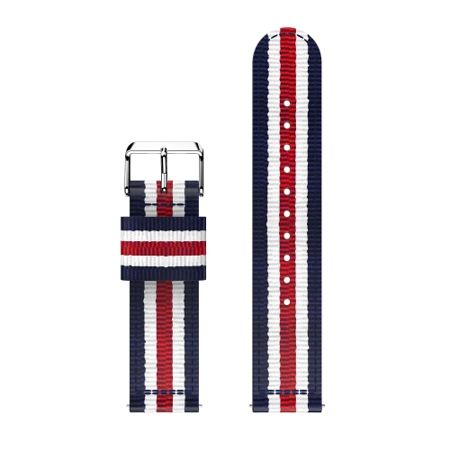 StrapsCo Multicolor Striped Nylon Watch Band Strap for Fitbit Versa - Red/White/Blue