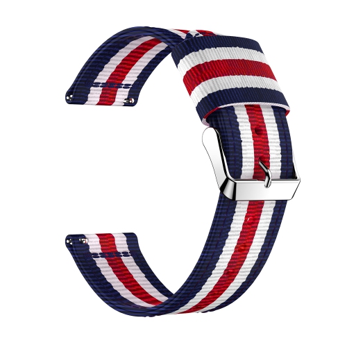StrapsCo Multicolor Striped Nylon Watch Band Strap for Fitbit Versa - Red/White/Blue