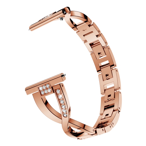 StrapsCo Alloy Watch Bracelet Band Strap with Rhinestones for Fitbit Versa - Rose Gold