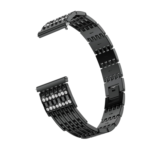 StrapsCo Alloy Watch Bracelet Band Strap with Rhinestones for Fitbit Versa - Black