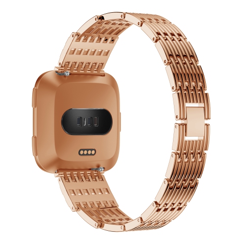 StrapsCo Alloy Watch Bracelet Band Strap with Rhinestones for Fitbit Versa - Rose Gold