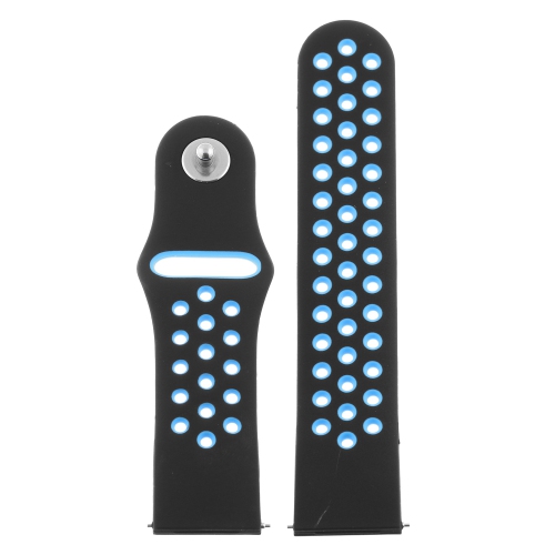 StrapsCo Perforated Silicone Rubber Watch Band - Quick Release Strap for Fitbit Versa - Short-Medium - Black & Blue