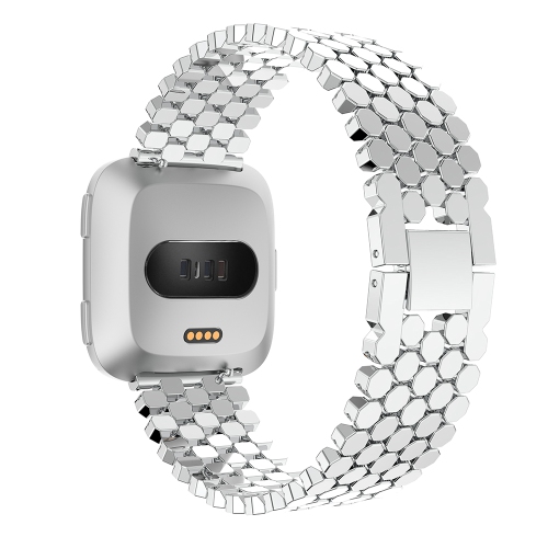StrapsCo Octagon Alloy Watch Bracelet Band Strap for Fitbit Versa - Silver