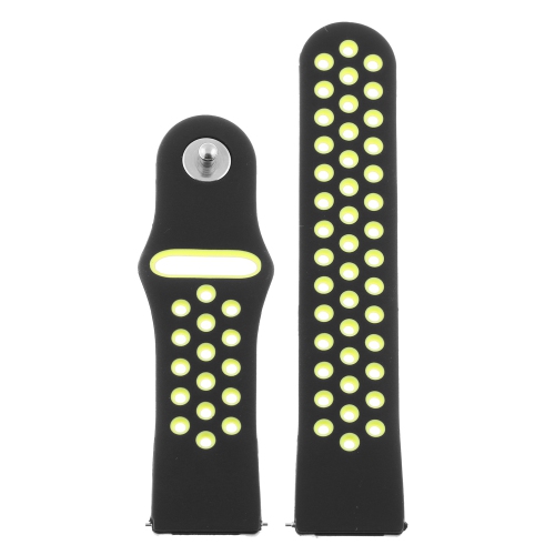 StrapsCo Perforated Silicone Rubber Watch Band - Quick Release Strap for Fitbit Versa - Short-Medium - Black & Green