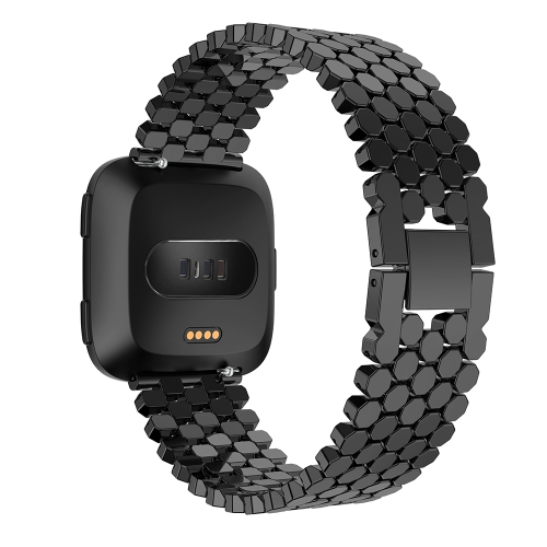 STRAPSCO  Octagon Alloy Watch Bracelet Band Strap for Fitbit Versa - In Black
