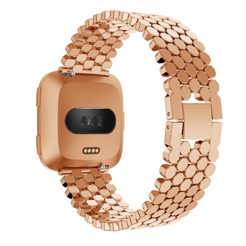StrapsCo Octagon Alloy Watch Bracelet Band Strap for Fitbit Versa - Rose Gold