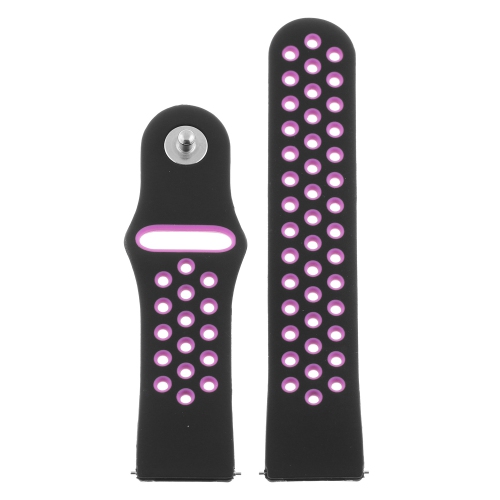 STRAPSCO  Perforated Silicone Rubber Watch Band - Quick Release Strap for Fitbit Versa - Short-Medium - & Purple In Black