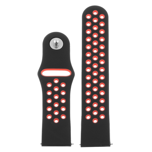 StrapsCo Perforated Silicone Rubber Watch Band - Quick Release Strap for Fitbit Versa - Medium-Long - Black & Red